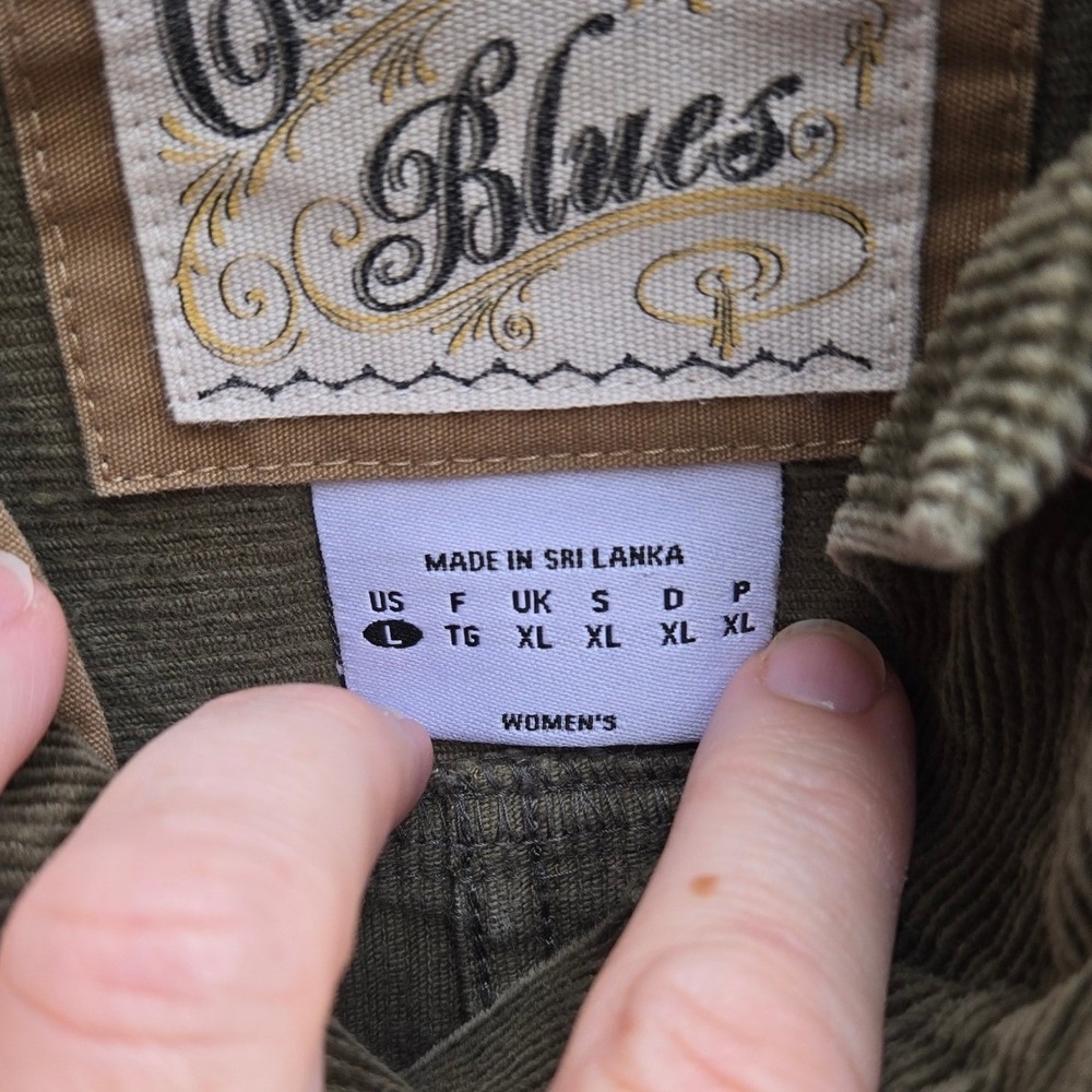Columbia Blues Olive Green Corduroy Trucker Jacket Large Womens - Picture 2 of 9
